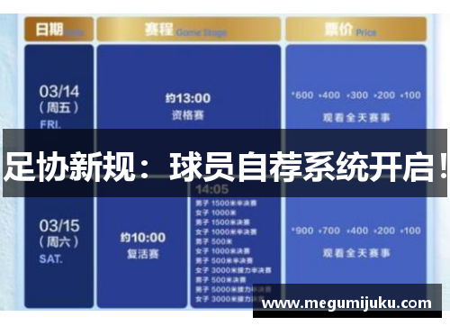 足协新规：球员自荐系统开启！